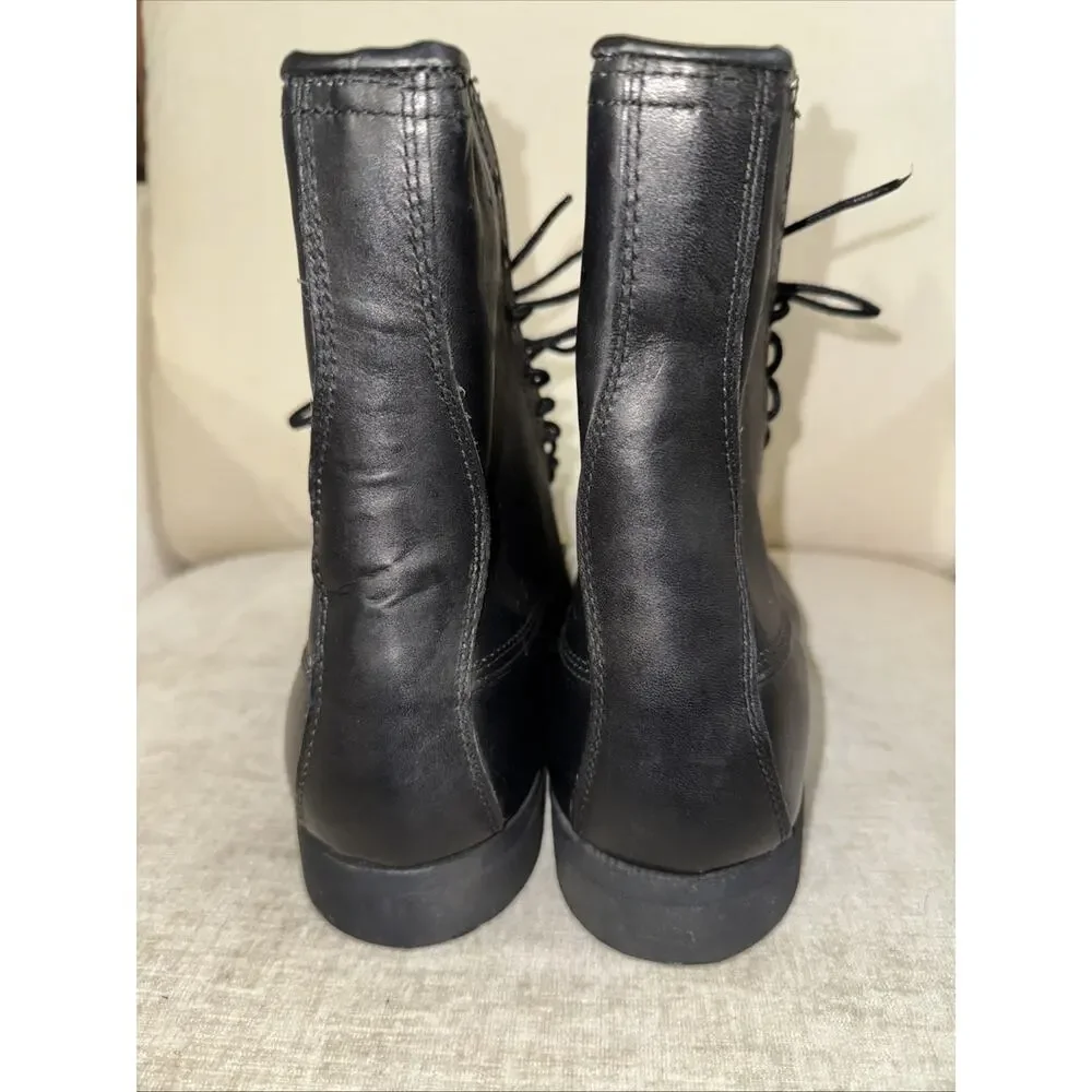 Vintage Addison Shoe Company Black Steel Toe Combat Boots Size 10.5R 1988 EUC